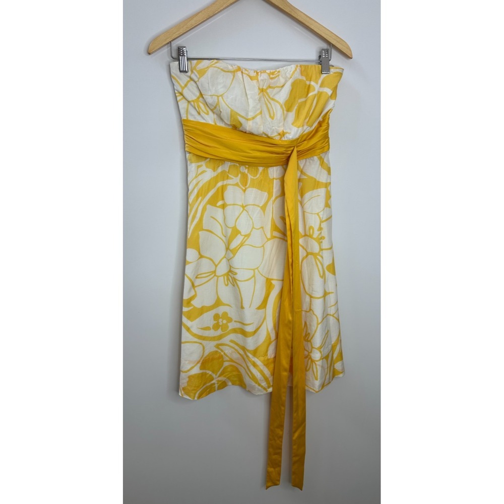NEW The Limited Y2K Cotton Silk Floral Strapless Tube Dress Size 6 Babydoll Sash - Picture 4 of 16